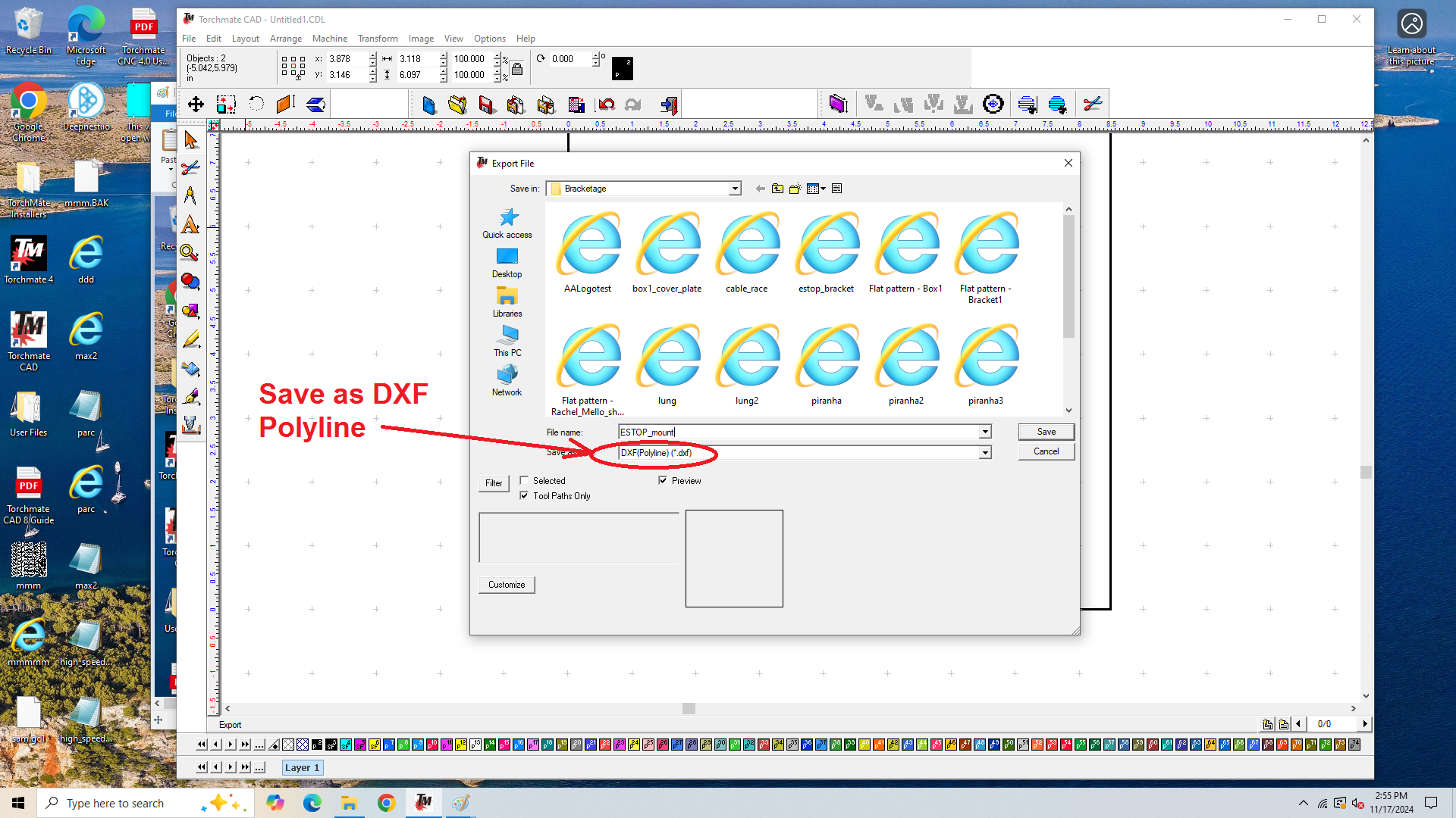 dxf export