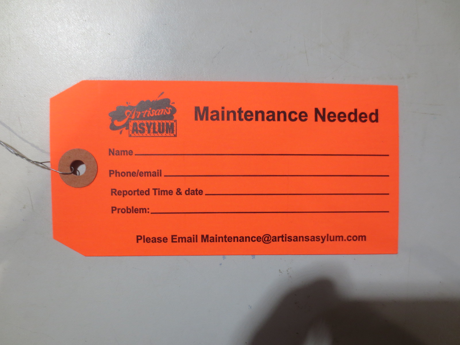 General maintenance tag