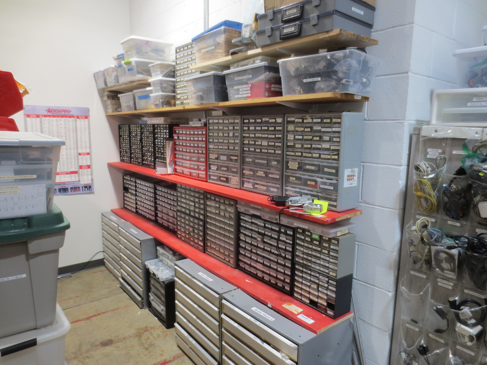 E&R Radio Shack bins and shelves