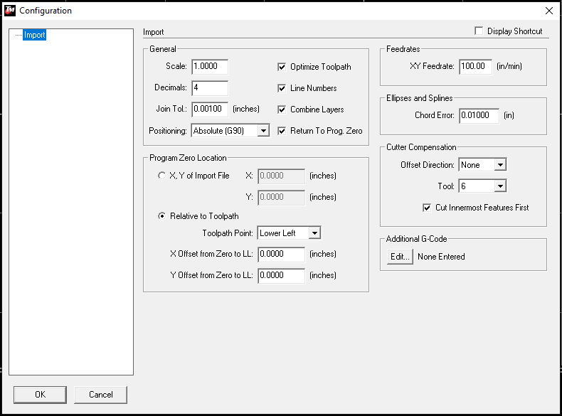 TM DXF import params