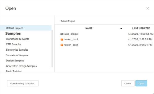 open project window