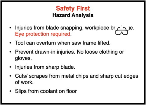 Safty Information for the Witlton Horizontal Band Saw
